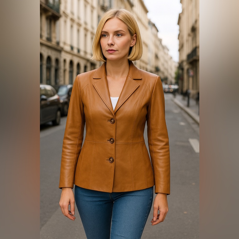 Neiman Marcus Camel Leather Jacket